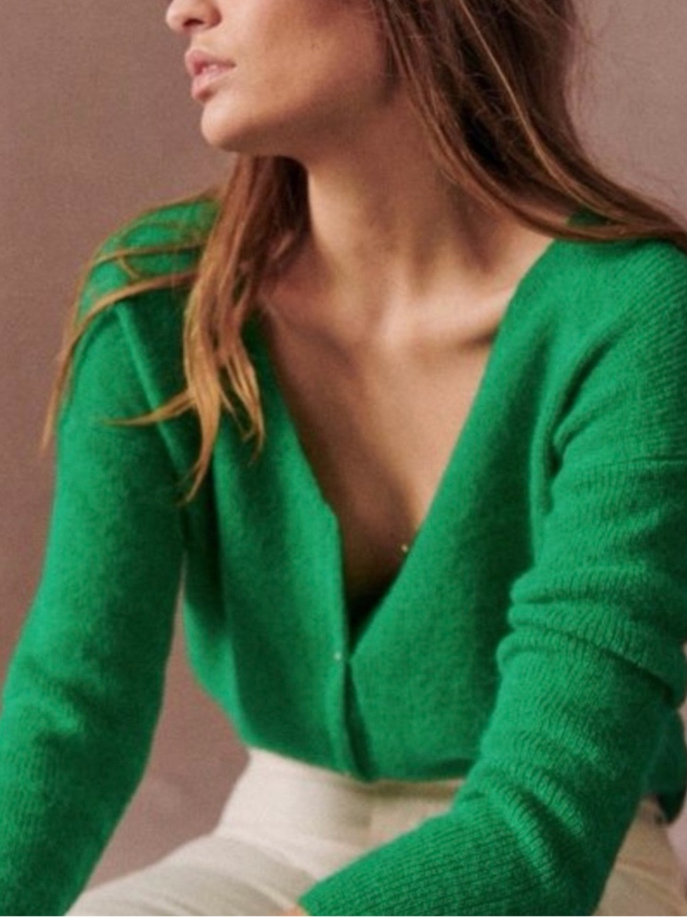 Sezane bright green reversible Gaspard sweater